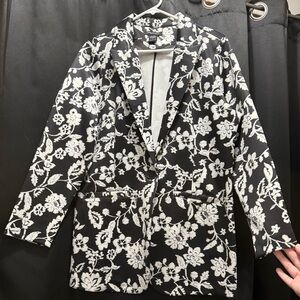 Black and white floral blazer